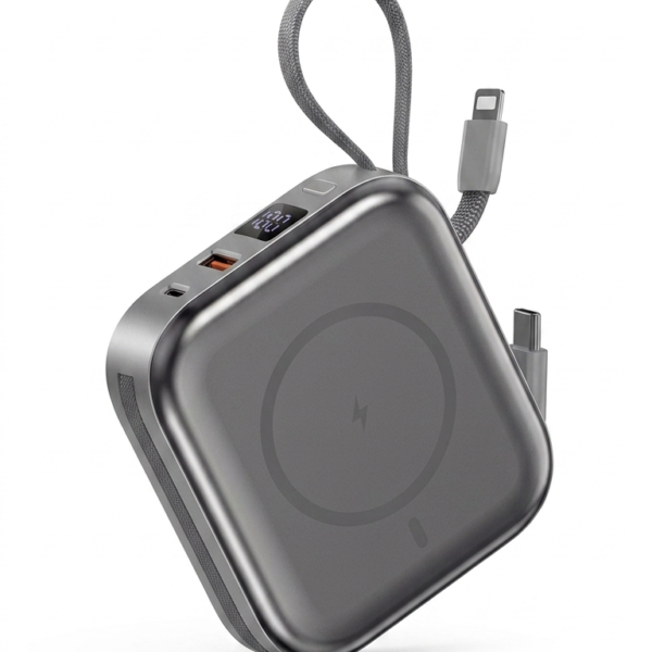 WiWU Cube Power Bank 10000mAh 3-en-1 – Carga Rápida 22.5W MagSafe para iPhone, Apple Watch y AirPods